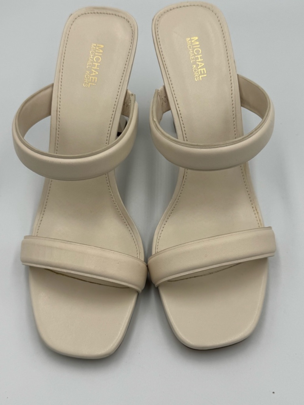 Michael Kors Strappy Slide Heels Nude Minimal Sandals Womens 9.5 M - Picture 7 of 7